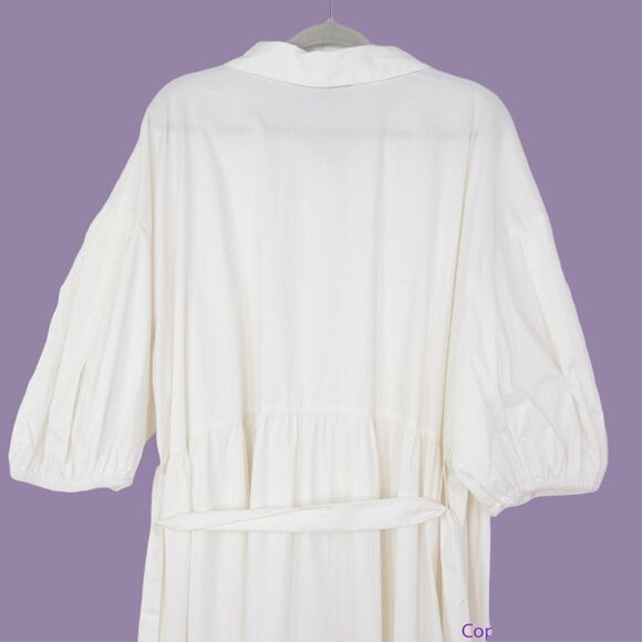 NEW Eloquii white Puff Sleeve Button Down Dress, 16 - Picture 7 of 15